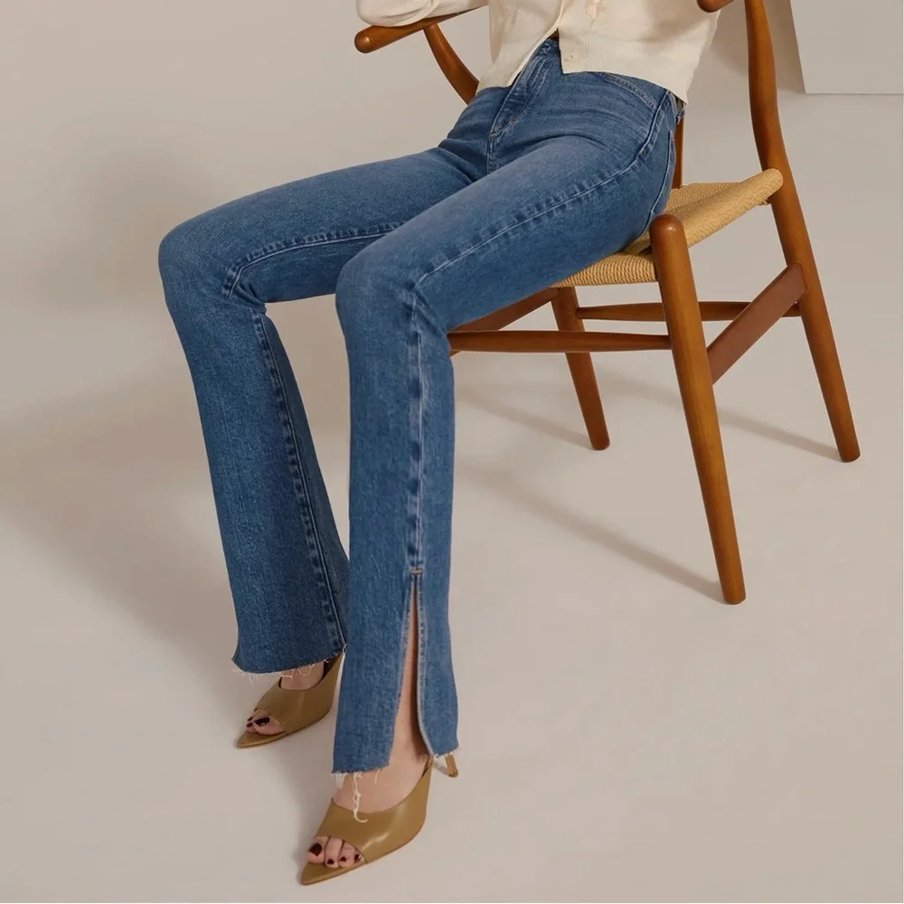FAVORITE DAUGHTER 27 PETITE SHORTIE VALENTINA TOWER SUPER HIGH RISE - MED INDIGO - Picture 3 of 13